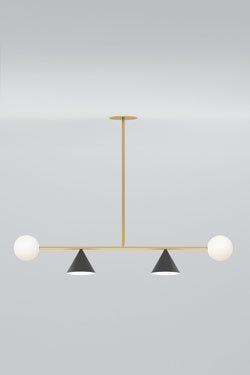 Balancing Variation suspension symétrique 4 lumières sur tige  - Suspension by Atelier Areti