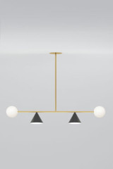 Balancing Variation suspension symétrique 4 lumières sur tige  - Suspension by Atelier Areti