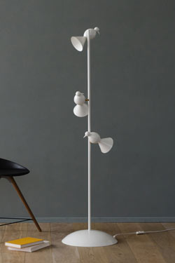 Lampadaire blanc design Alouette 3 oiseaux