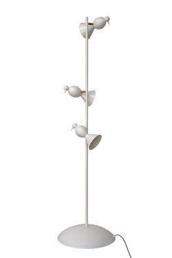 Lampadaire blanc design Alouette 3 oiseaux - Lampadaire by Atelier Areti