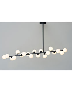 Black pendant lamp and opal glass Mimosa