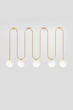 Motive 422 gold S-shaped pendant lamp - Pendants by Atelier Areti