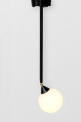Suspension on black metal rod and white ball in opal glass - Pendants by Atelier Areti