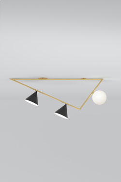 Triangle pendant lamp in brushed brass, 3 lights - Pendants by Atelier Areti