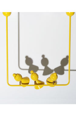 Yellow pendant 3 Alouettes on a branch - Pendants by Atelier Areti