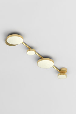 Plafonnier en ligne minimaliste doré Line Globe and Disc - Plafonnier by Atelier Areti