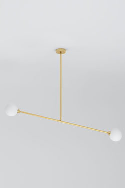 Suspension asymétrique 2 lumières sur tige Two Sphere - Suspension by Atelier Areti