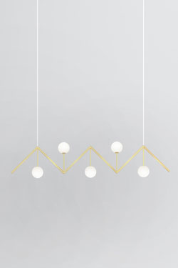 Suspension doré en zigzag 5 lumières ZigZag 470 - Suspension by Atelier Areti