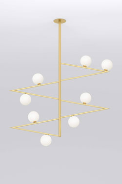 Suspension en zigzag doré Dreieckstrotation 476 - Suspension by Atelier Areti