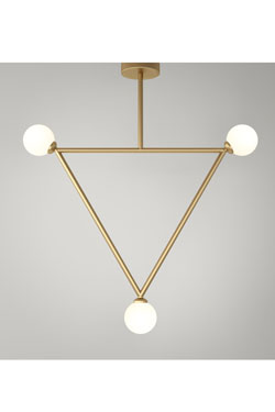 Suspension 3 lumières contemporaine en triangle doré - Suspension by Atelier Areti