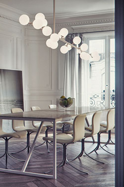 Suspension rampe 19 lumières dorée Mimosa 