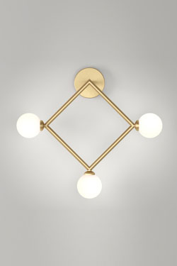 3-light square gold wall lamp - Wall lights by Atelier Areti