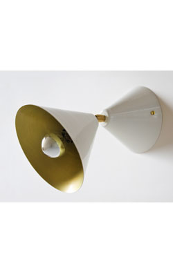 White lacquered cone wall light with golden interior - Wall lights by Atelier Areti