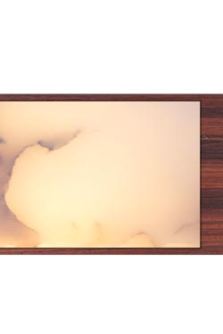 Helico console éclairante en bois et albâtre 