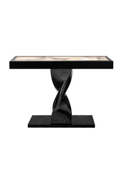 Helico console éclairante en bois et albâtre  - Table d'appoint by Ateliers&Torsades