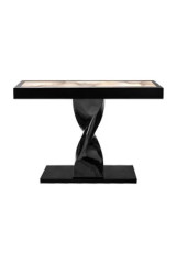 Helico console éclairante en bois et albâtre  - Table d'appoint by Ateliers&Torsades