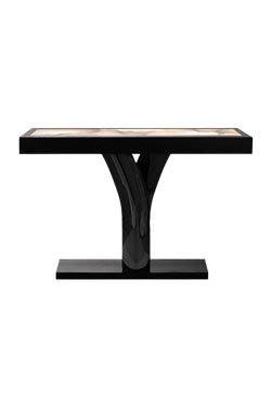 Jog console éclairante en bois noir et albâtre - Table d'appoint by Ateliers&Torsades