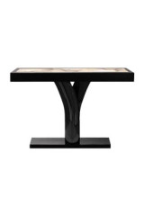 Jog console éclairante en bois noir et albâtre - Table d'appoint by Ateliers&Torsades