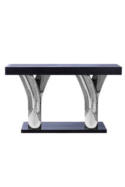 Jog grande console noire et argent - Table d'appoint by Ateliers&Torsades