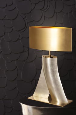 Jog lampe de table en aluminium finition feuille d'or blanc