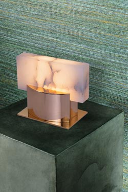 Filao table lamp in bronze and alabaster