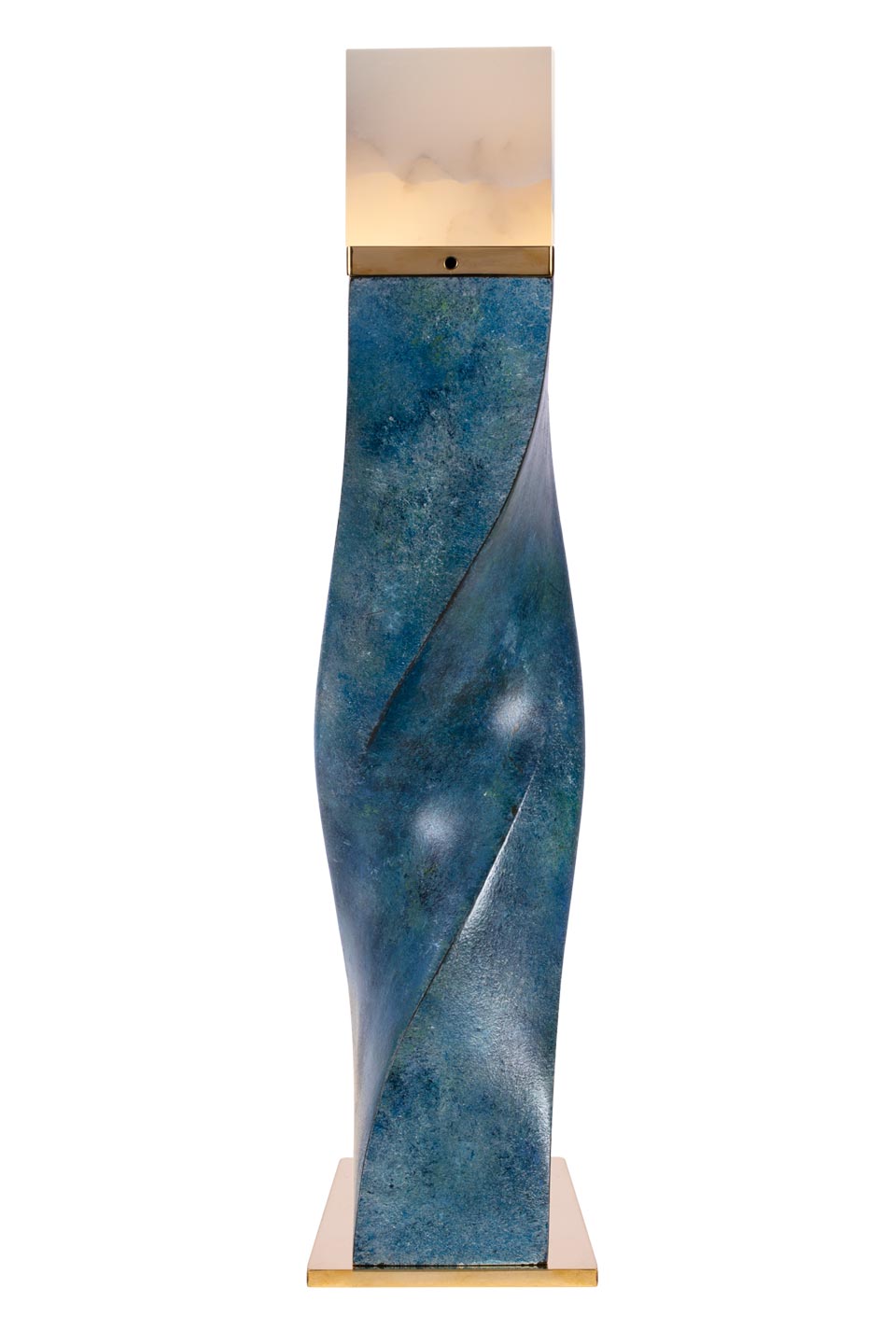 Helico table lamp in verdigris twist