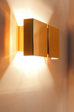 Square gold wall light small model