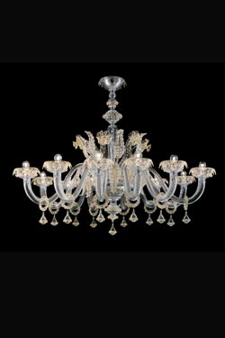Agadir lustre chandelier or et transparent 12 lumières - Lustre by Barovier&Toso