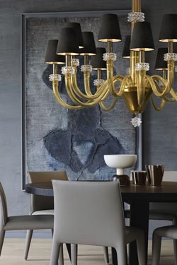 Amsterdam lustre classique contemporain doré 14 lumières