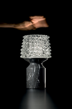 Camparino lampe sans fil en cristal et marbre noir