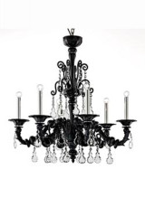 Baikal black crystal Venetian chandelier 6 lights - Chandeliers by Barovier&Toso