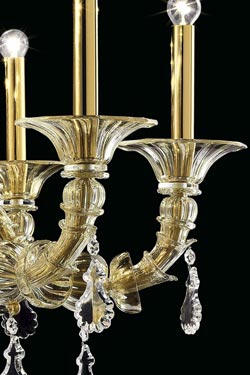 Baikal gold Venetian chandelier with crystal pendants 9 lights