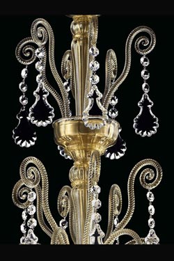 Baikal gold Venetian chandelier with crystal pendants 9 lights