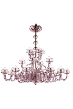 Bissa Boba contemporary chandelier amethyst colour 20 lights - Chandeliers by Barovier&Toso
