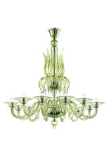 Fauve Art Nouveau lime green venetian crystal chandelier 12 lights - Chandeliers by Barovier&Toso