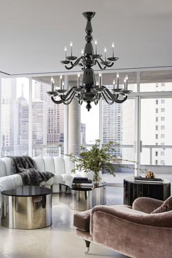 Palladiano black opaque venetian crystal chandelier 18 lights - Chandeliers by Barovier&Toso