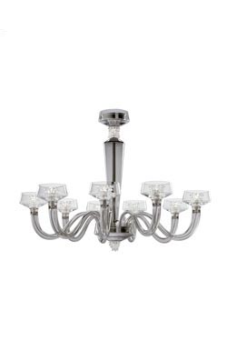 Rosati contemporary pearl grey venetian crystal chandelier and rostrato 9 lights - Chandeliers by Barovier&Toso