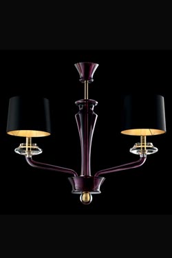 Saint Germain purple crystal chandelier with black and gold accents 2 lights - Chandeliers by Barovier&Toso