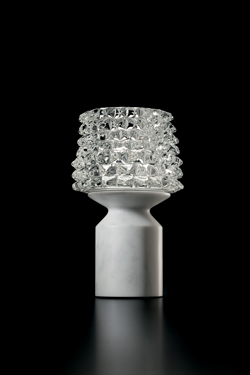 Camparino portable lamp in crystal and white marble<br/> - Cordless lamps by Barovier&Toso