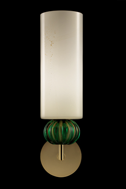 Gallia applique classique contemporain avec boule de cristal vert or - Applique by Barovier&Toso