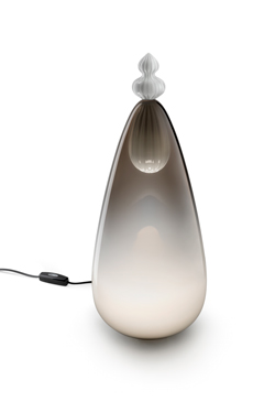 Padma lampe de table allongée en cristal de Murano gris et blanc