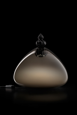 Padma lampe de table contemporaine en cristal de Murano gris et noir