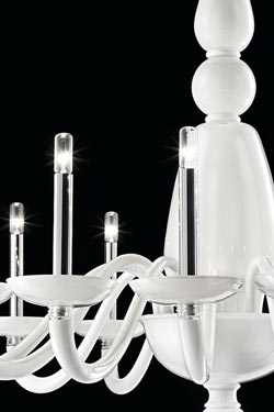 Palladiano lustre en cristal de Venise blanc opaque 12 lumières
