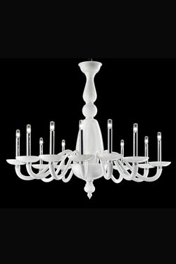 Palladiano lustre en cristal de Venise blanc opaque 12 lumières - Lustre by Barovier&Toso