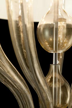 Pandora suspension en cristal or et abat-jour blanc 10 lumières 