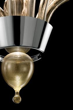 Pandora suspension noire et or en cristal de Murano 10 lumières