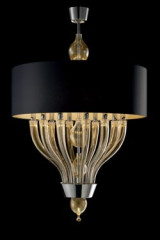 Pandora suspension noire et or en cristal de Murano 10 lumières - Suspension by Barovier&Toso