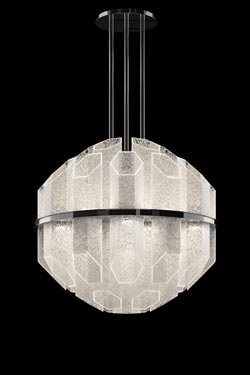 Art Deco crystal ball and brushed brass pendant trim