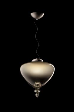 Padma contemporary pendant lamp in grey and black Venetian crystal - Pendants by Barovier&Toso