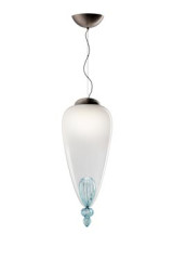 Padma contemporary pendant lamp in white and blue Venetian crystal - Pendants by Barovier&Toso